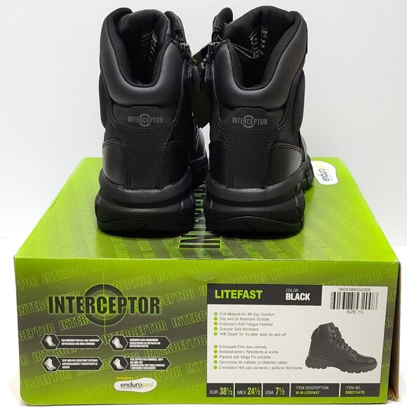 Interceptor Litefast Tactical Combat Boots Women's 7.5 Zippered 6" Shaft NIB NWT - Picture 5 of 9